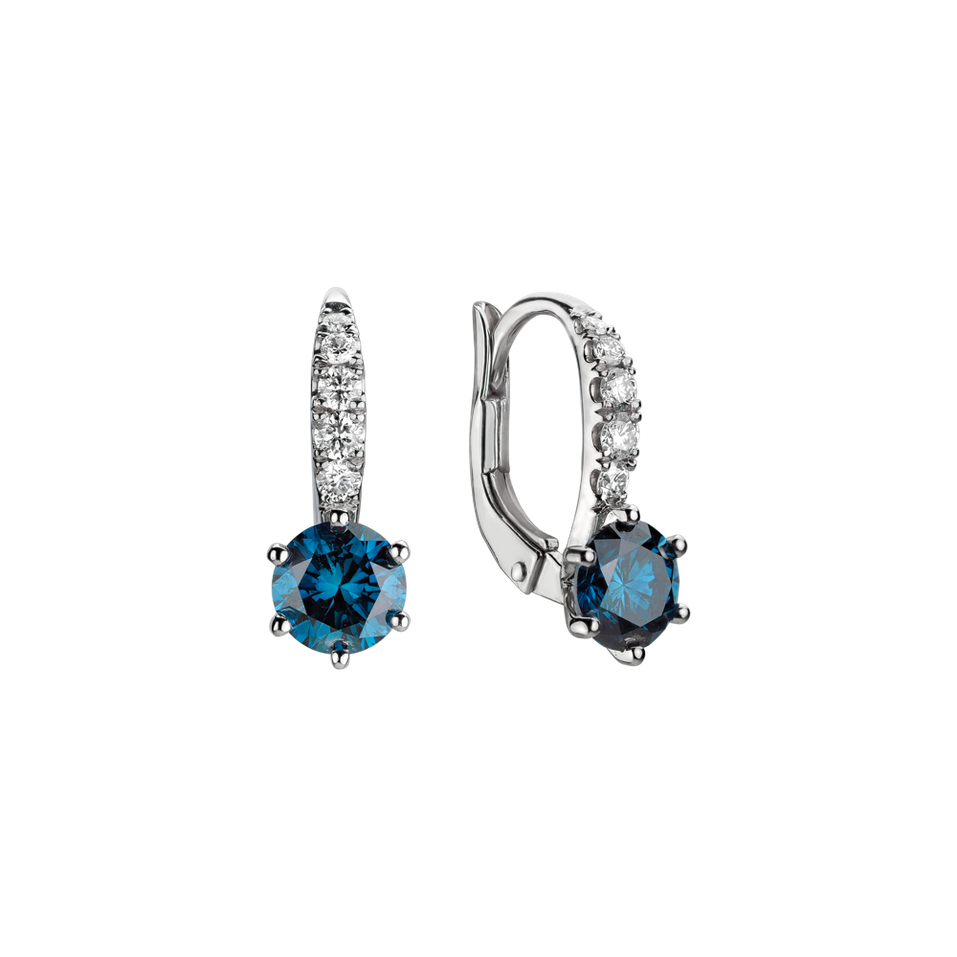 Náušnice s modrým diamantem a bílými diamanty Essential Glow