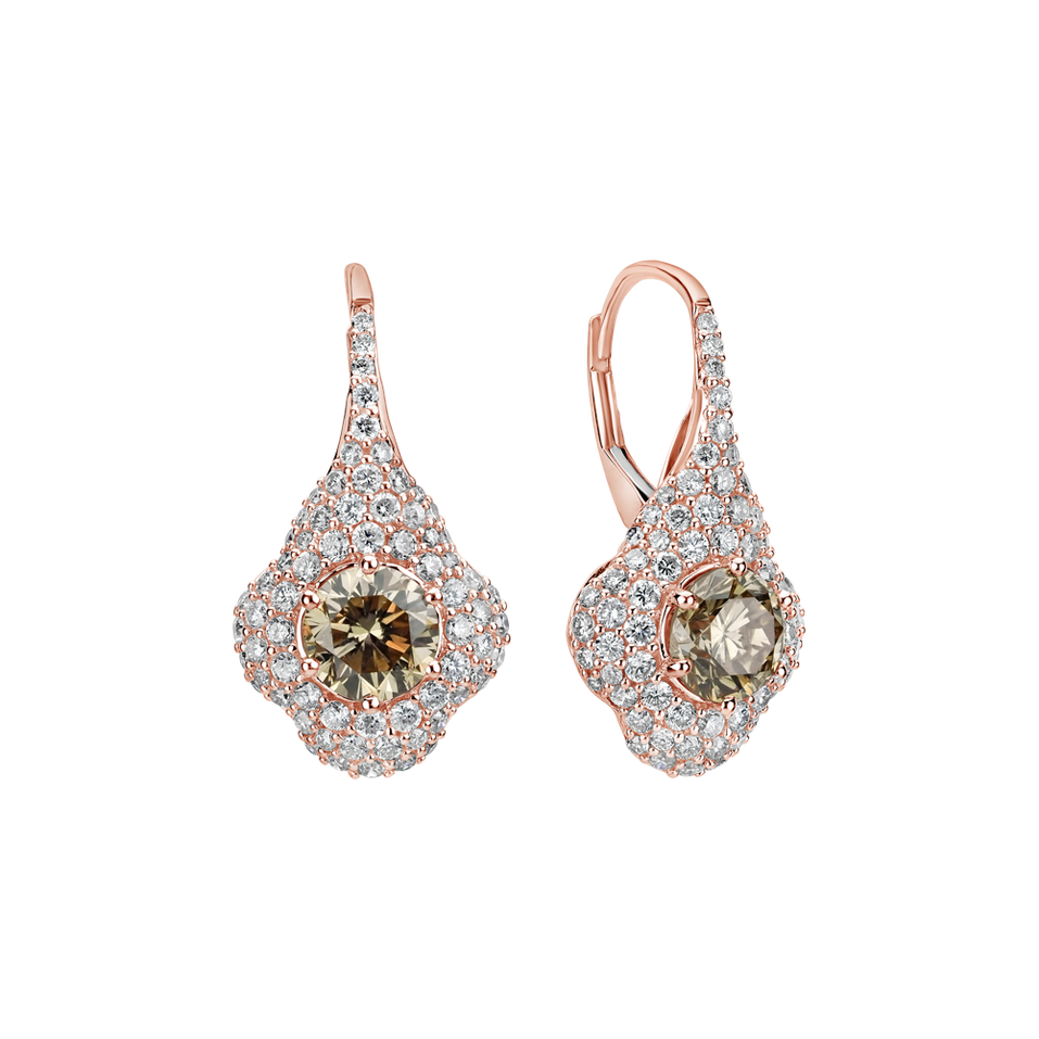 Náušnice s hnědými diamanty Shiny Madame