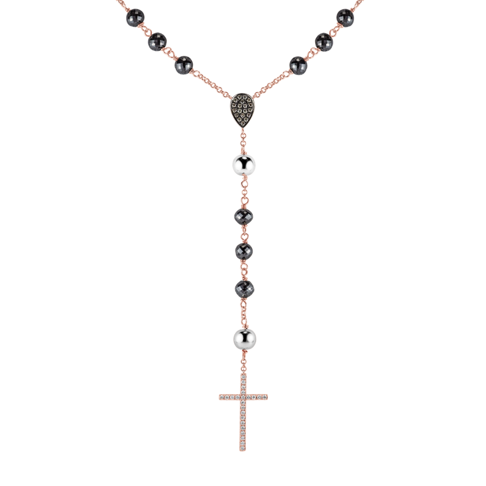 Náhrdelník s černými diamanty Elegant Cross