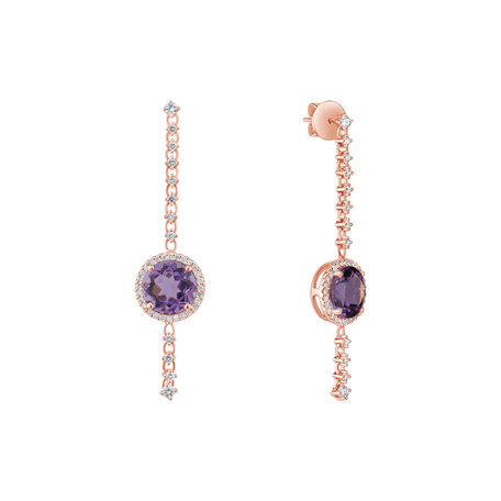 Náušnice s ametystem diamanty Kirby