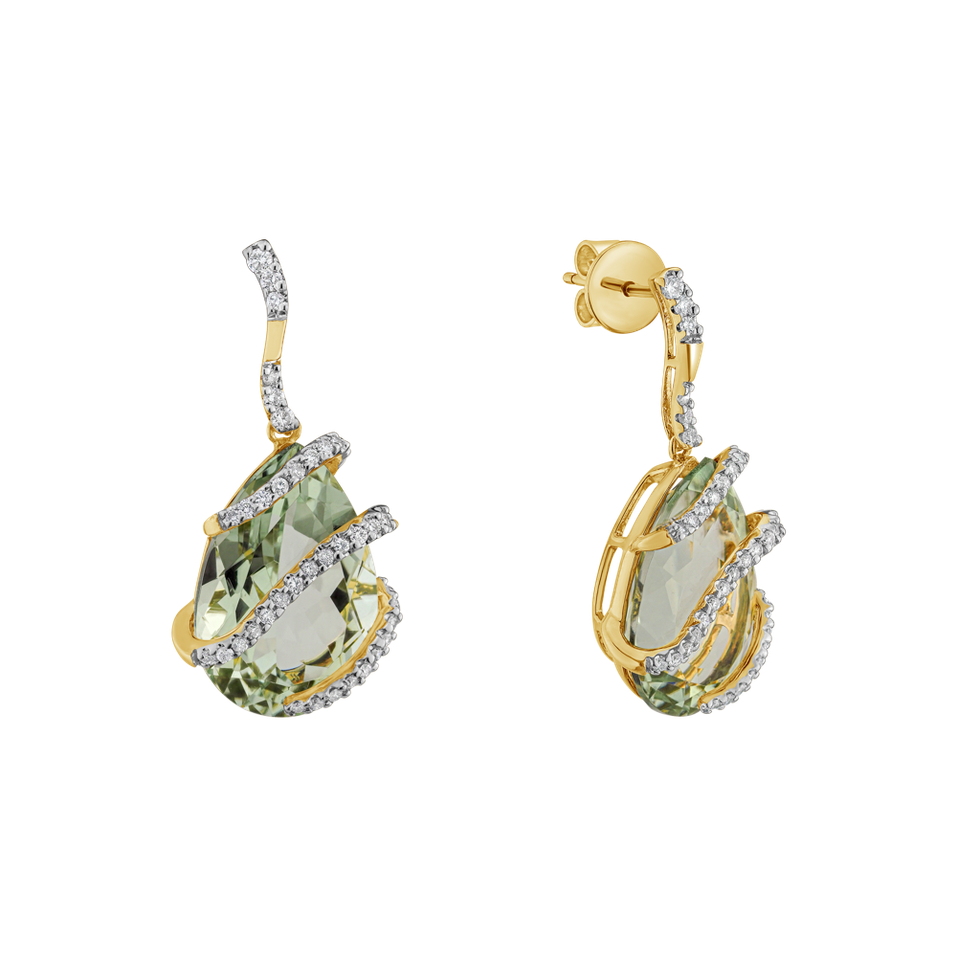 Náušnice s ametystem diamanty Minas