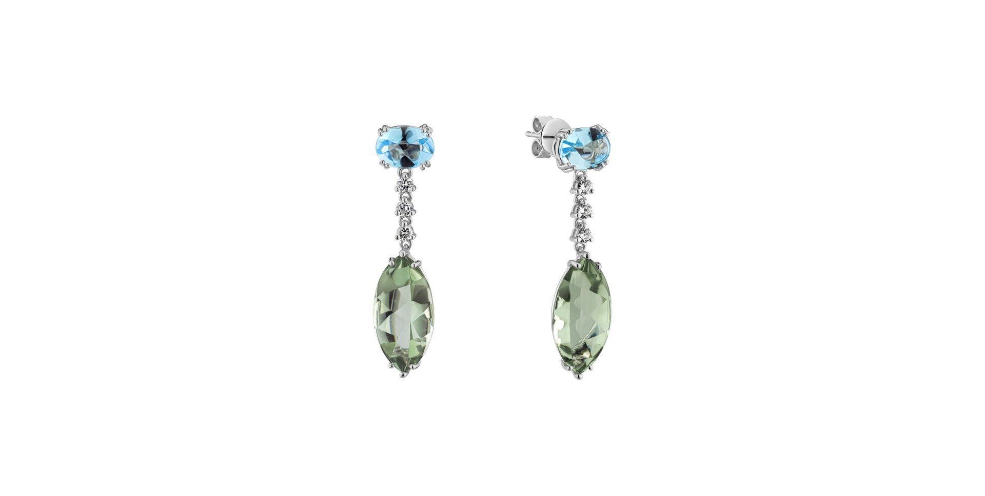 Náušnice s diamanty, ametystem a topazem Twilight Harbour