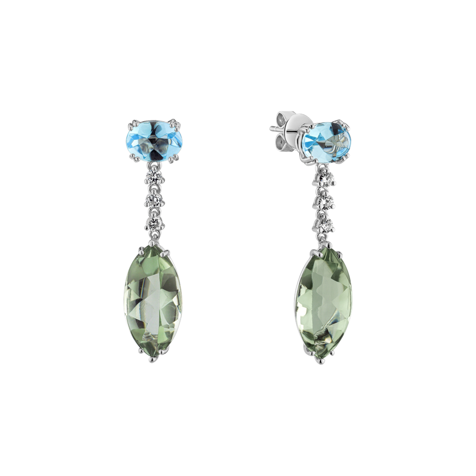 Náušnice s diamanty, ametystem a topazem Twilight Harbour