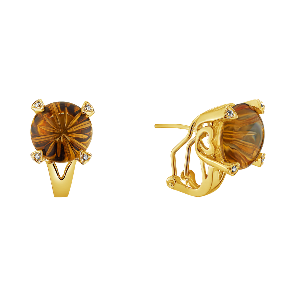Náušnice s citrínem a diamanty Magical Rose