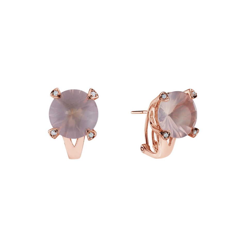 Náušnice s růženínem a diamanty Magical Rose