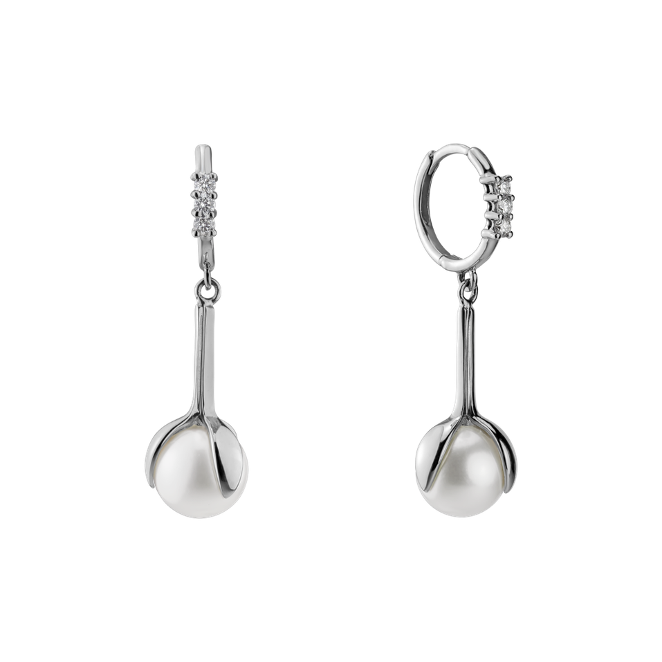 Náušnice s perlou a diamanty Ocean Flora