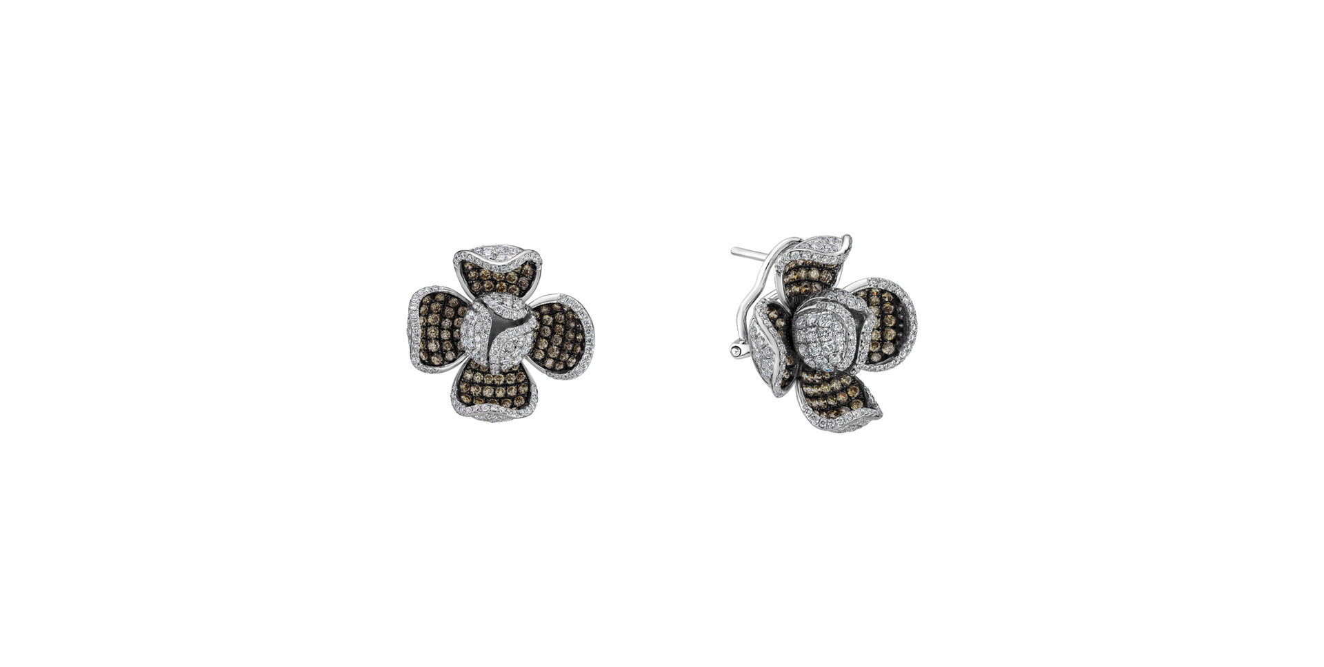 Náušnice s bílými a hnědými diamanty Magic Cloud