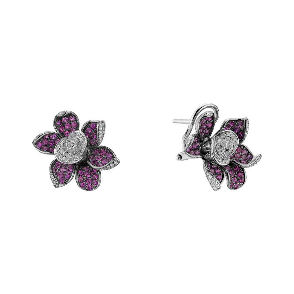 Náušnice s diamanty a safíry Princess Miyuki