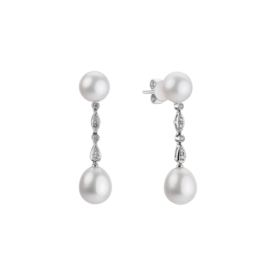 Náušnice s perlou a diamanty Ocean Tears