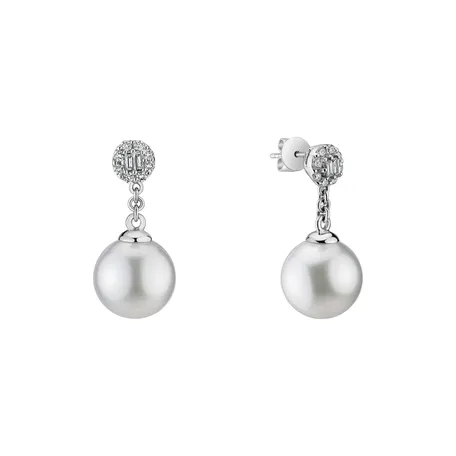 Náušnice s perlou a diamanty Crystal Sea