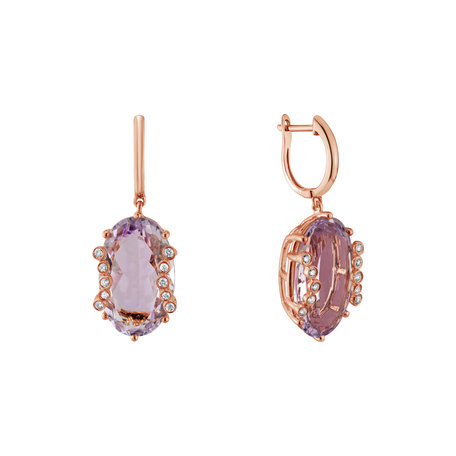 Náušnice s ametystem diamanty Pink Mist
