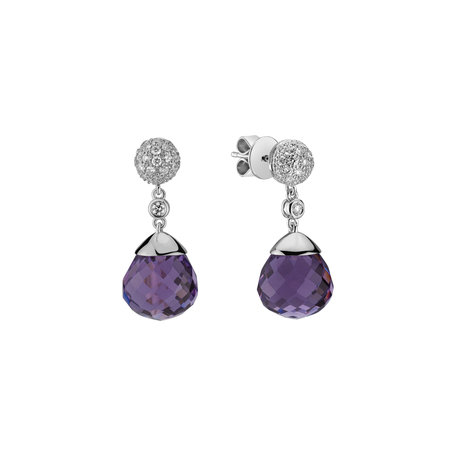 Náušnice s ametystem diamanty Gianpaola