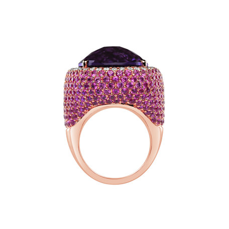 Prsten s ametystem, diamanty a safíry Violetta