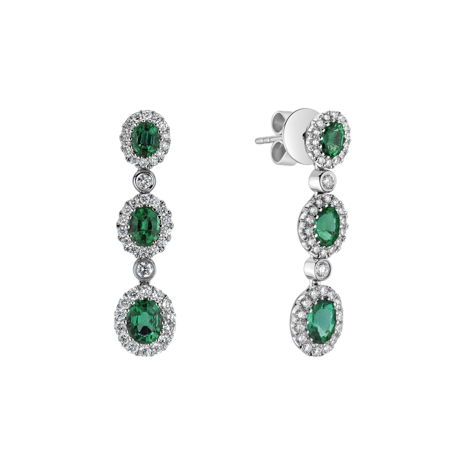 Náušnice s diamanty a smaragdy Starry Nocturne