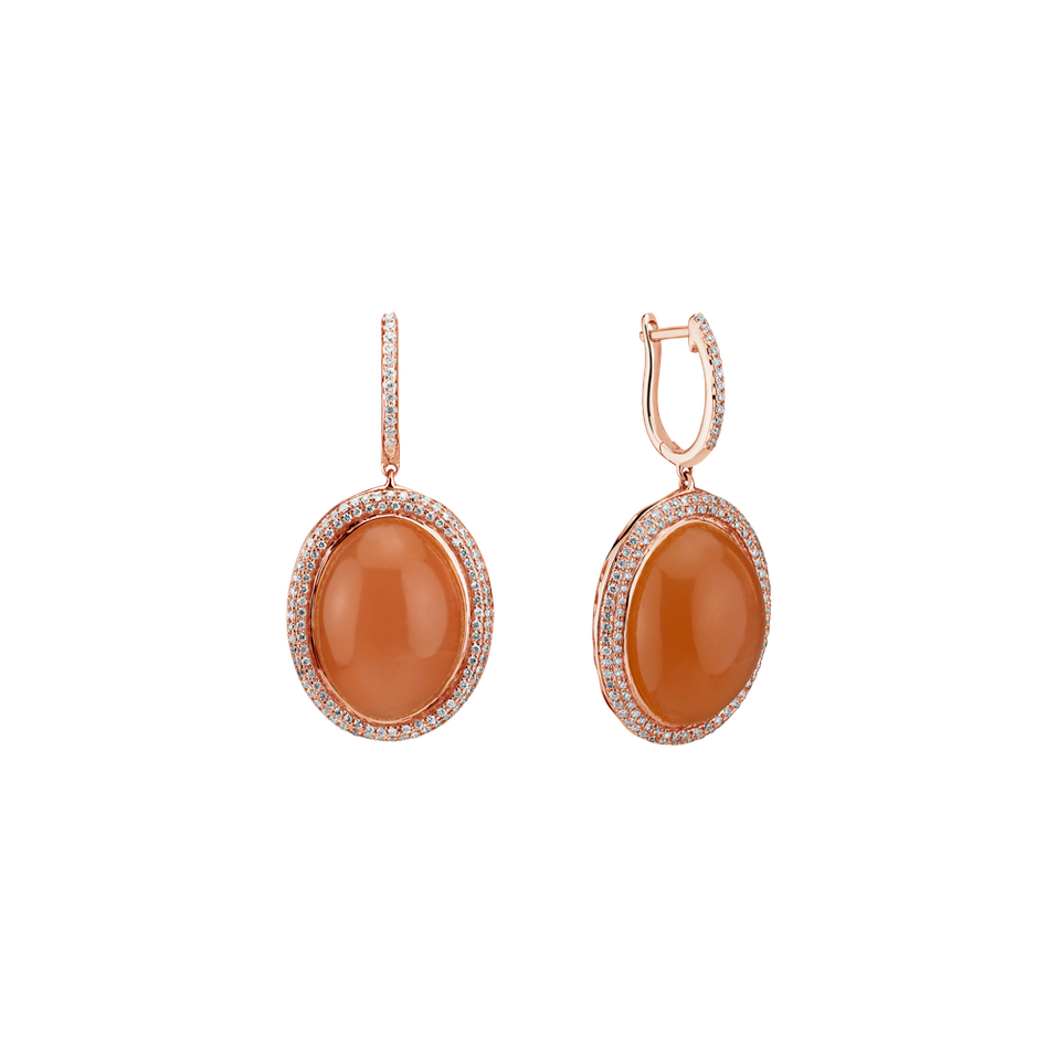 Náušnice s měsíčním kamenem a diamanty Baroque Romance