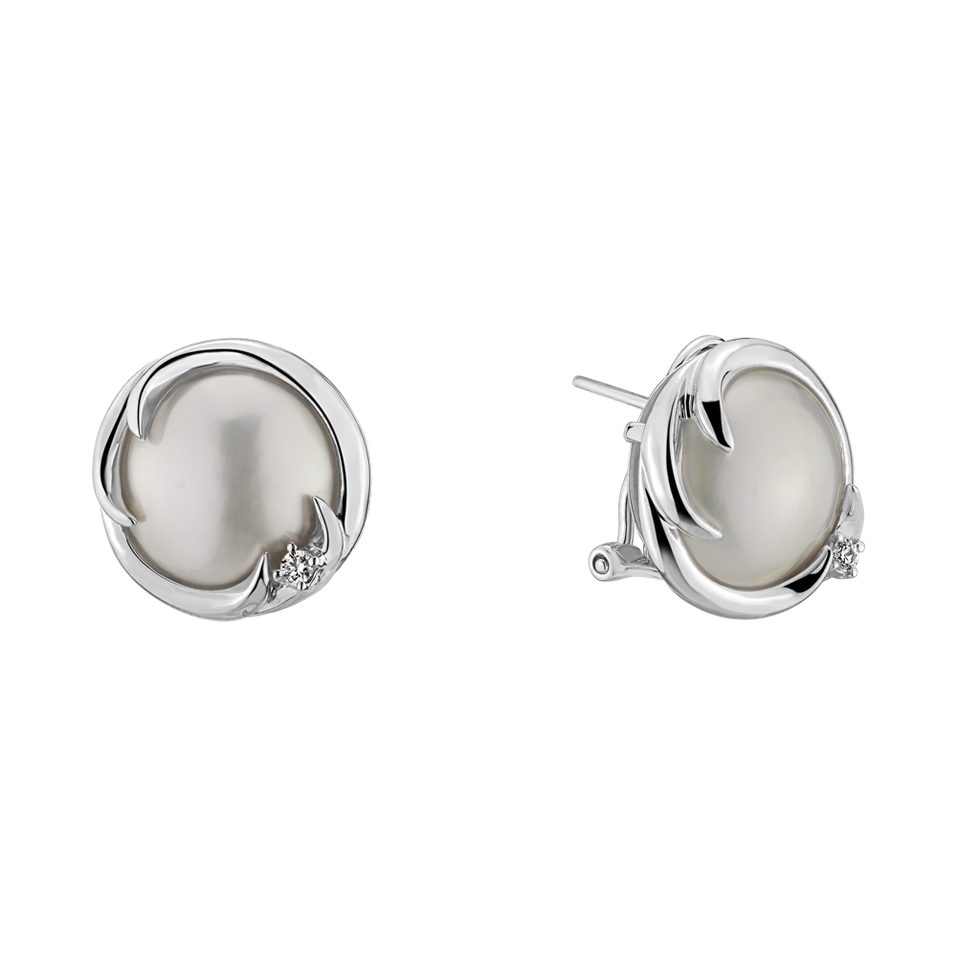 Náušnice s perlou diamantem Lola Waves