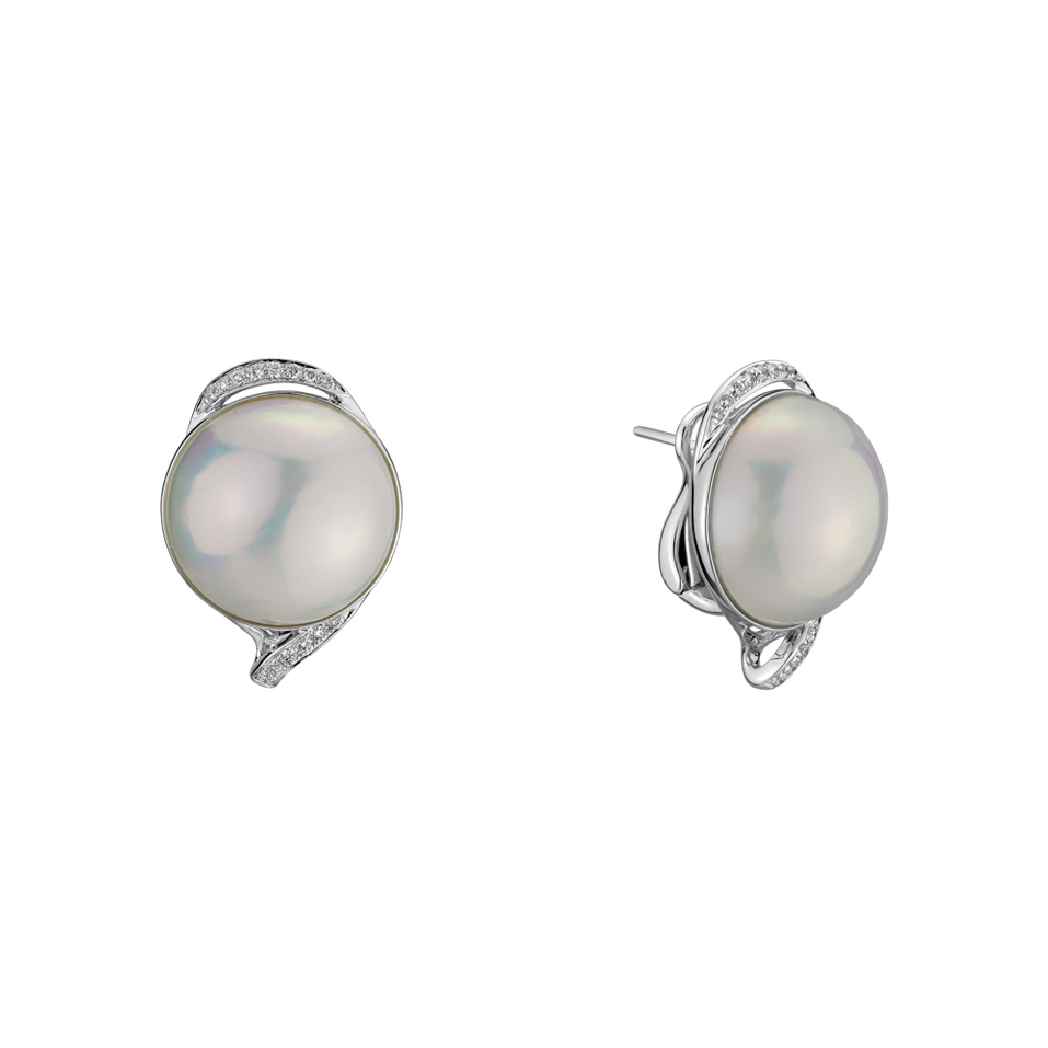 Náušnice s perlou a diamantem Pearly Melody