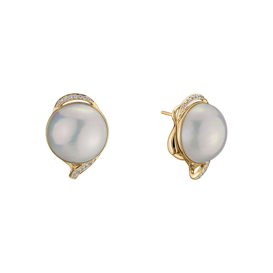 Náušnice s perlou a diamanty Pearly Melody