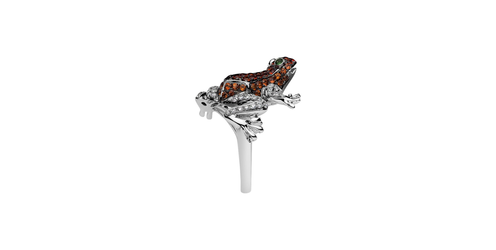 Prsten s diamanty, rubíny a granáty Miracle Frog