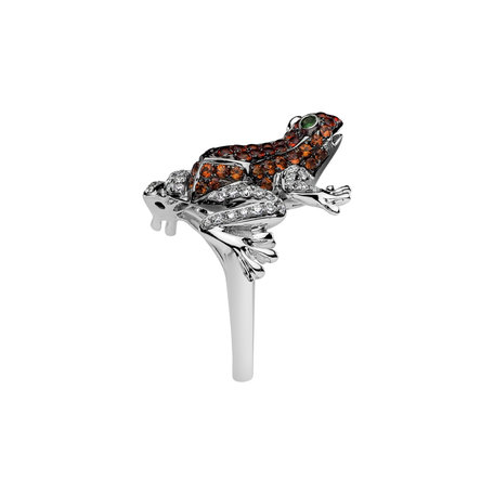 Prsten s diamanty, rubíny a granáty Miracle Frog