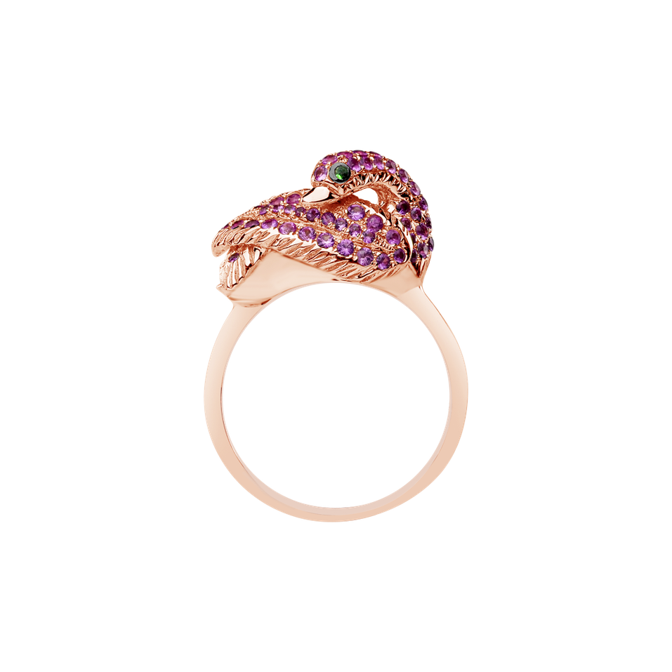 Prsten se safíry a granáty Fairytale Swan
