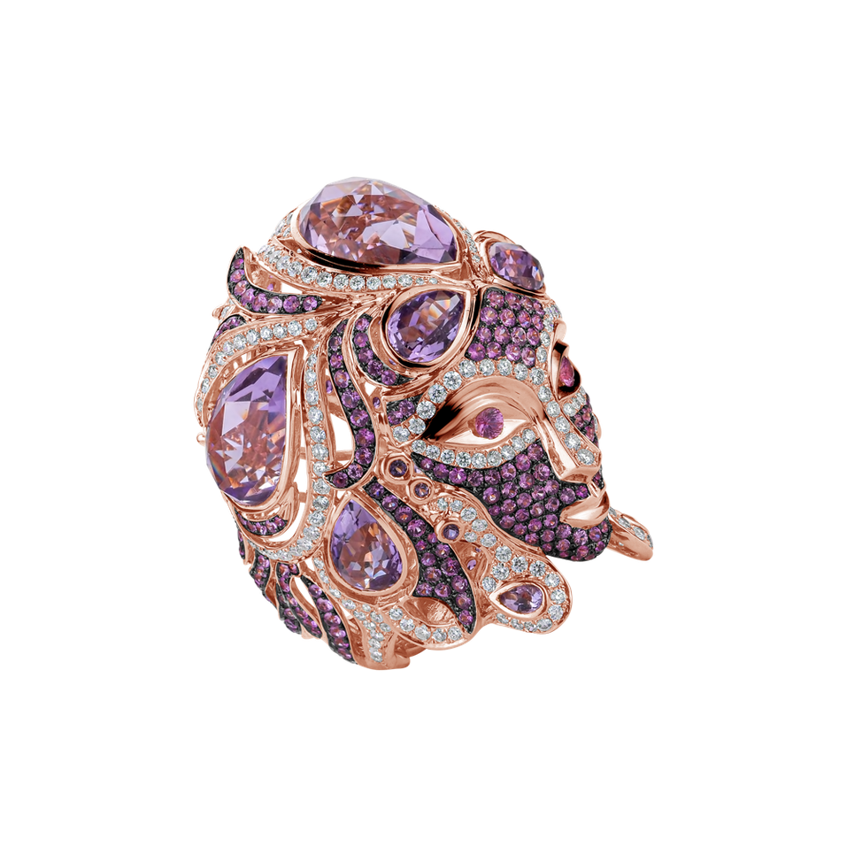 Prsten s diamanty, safíry a ametysty Sapphire Venus