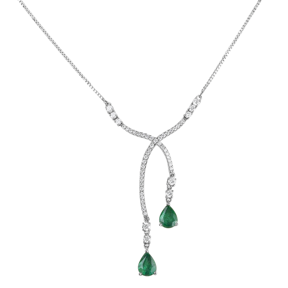 Náhrdelník s diamanty a smaragdy Emerald Tear