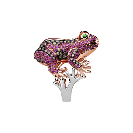 Prsten s hnědými diamanty, granáty a safíry Posh Frog
