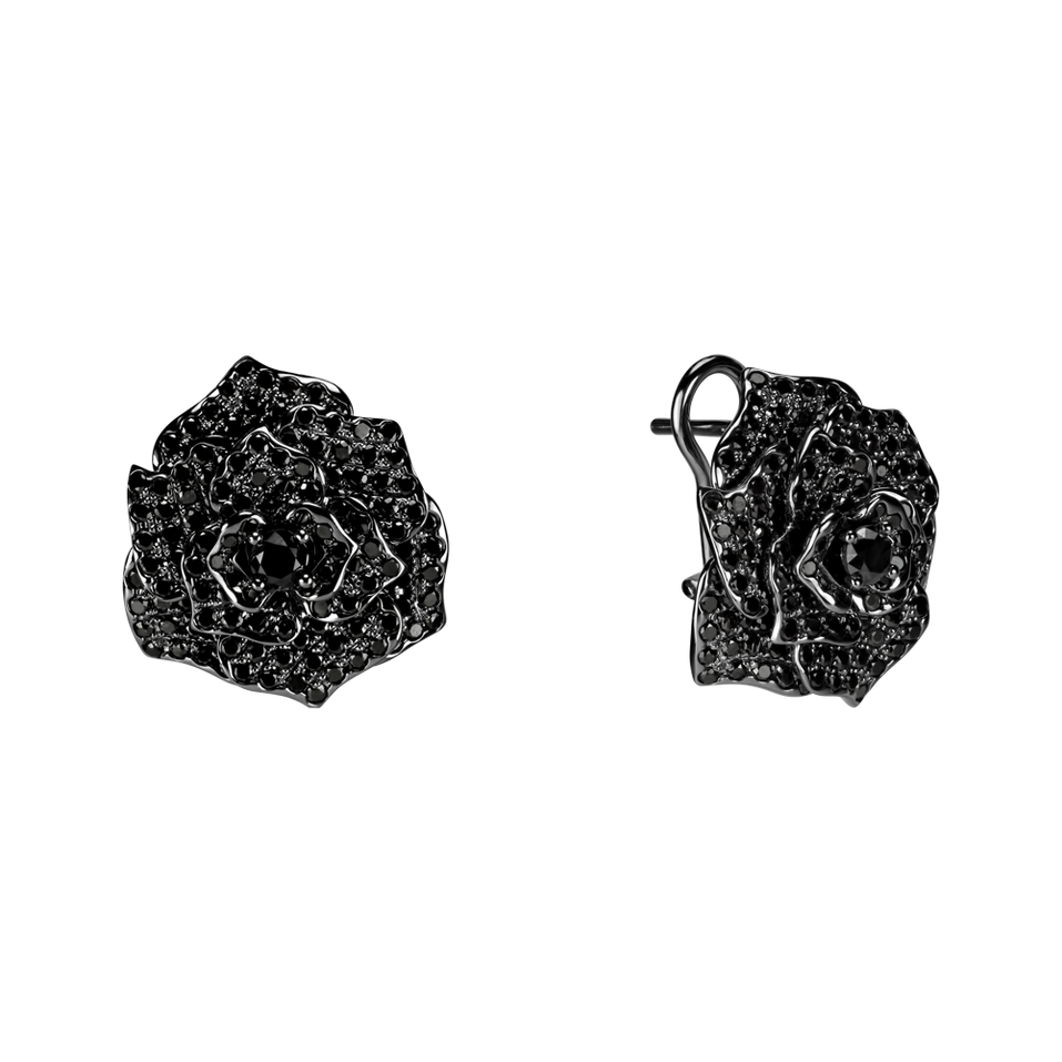 Náušnice s černými diamanty Witching Rose