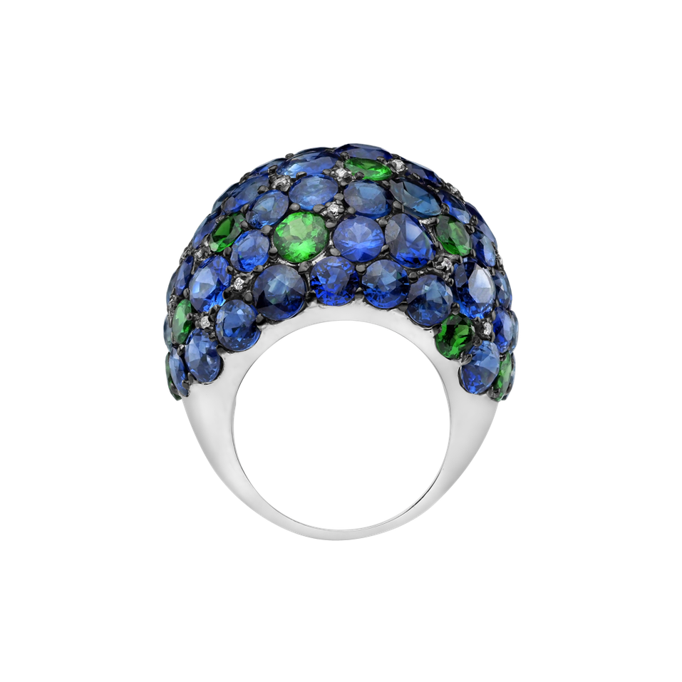 Prsten s diamanty, safíry a granáty Dorothea