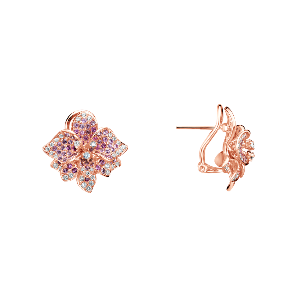 Náušnice se safíry a diamanty Flowering Sapphire