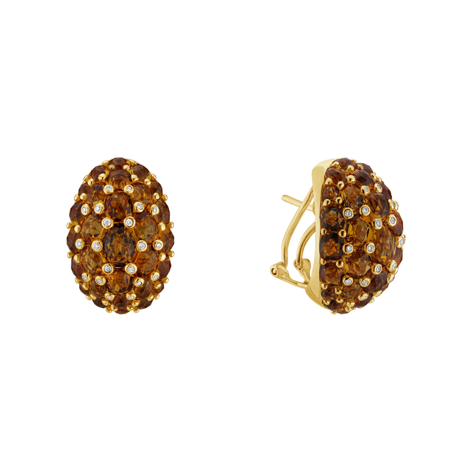 Náušnice s diamanty a citríny Caprice