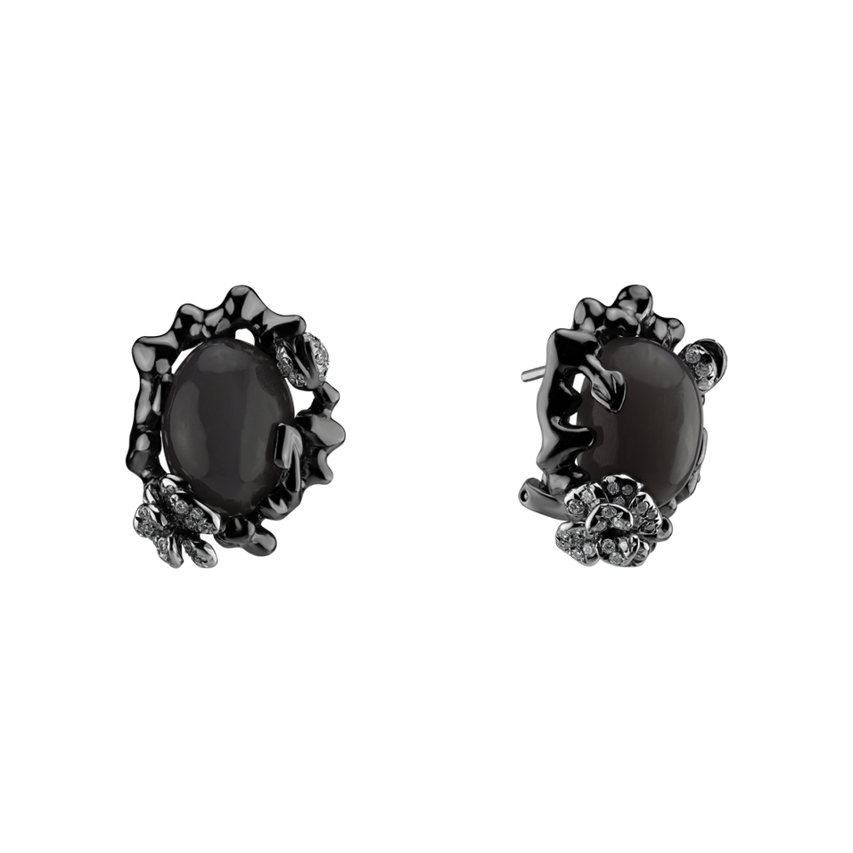 Náušnice s měsíčním kamenem a diamanty Woolley