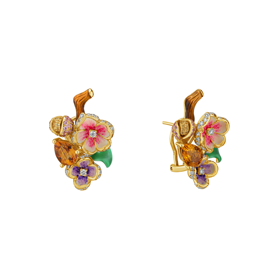 Náušnice s diamanty a drahokamy Latina