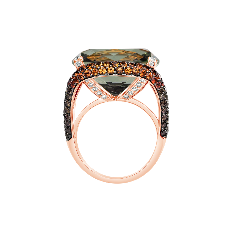 Prsten s ametystem, bílými, hnědými diamanty a safíry Renaissance