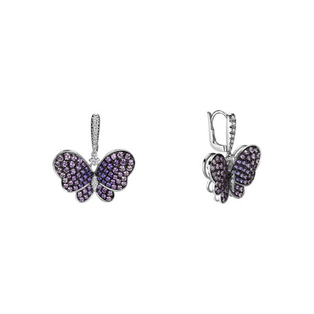 Náušnice se safíry a diamanty Sapphire Butterfly