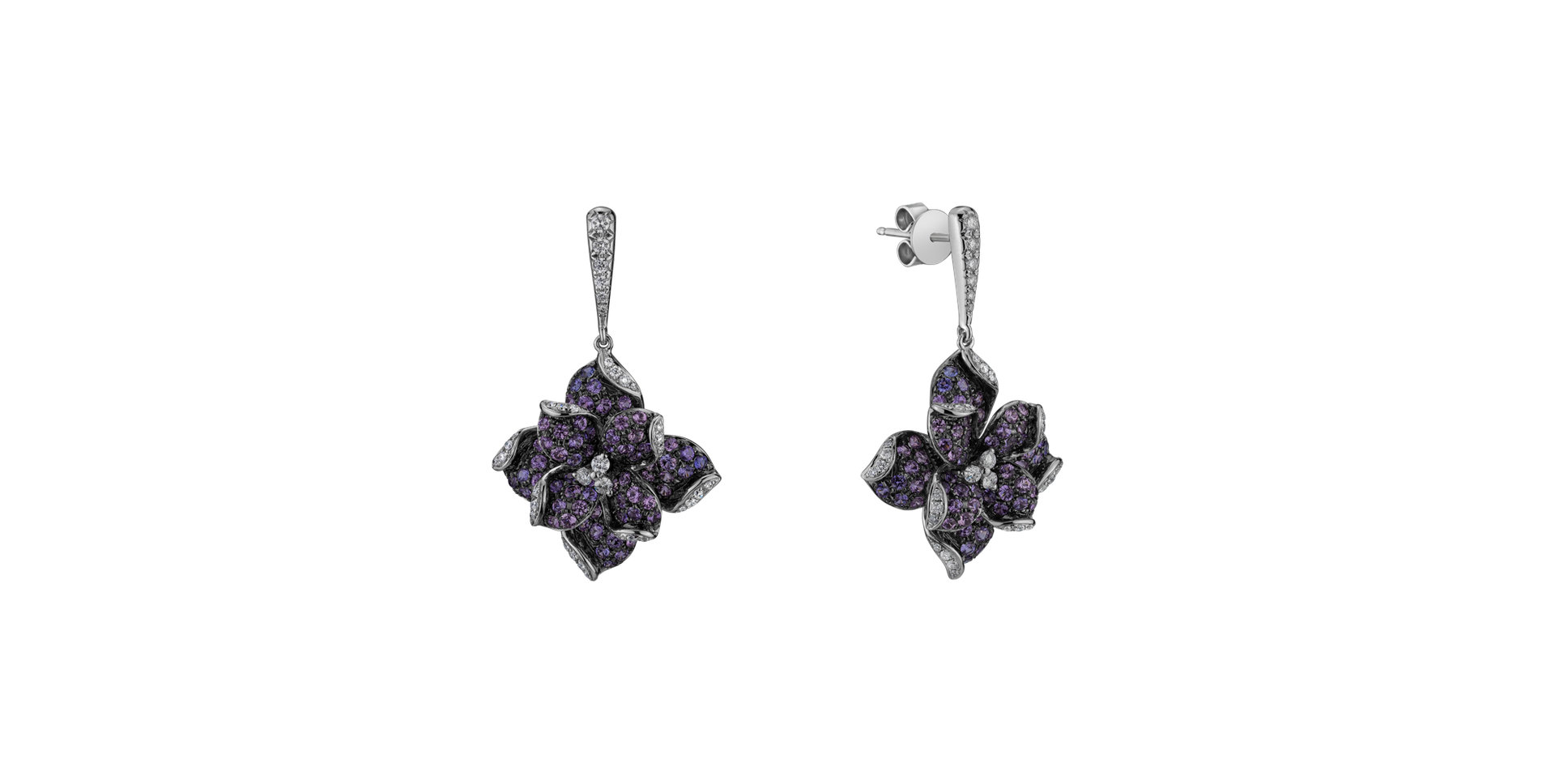 Náušnice s diamanty a safíry Malibu