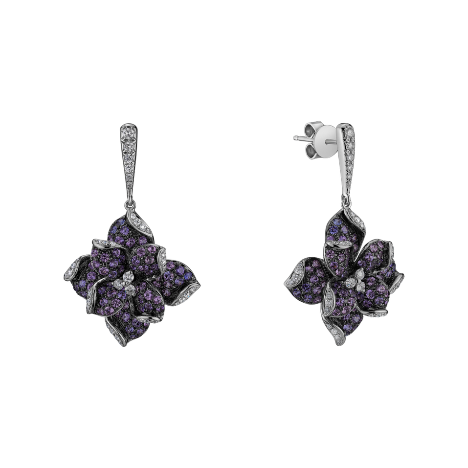 Náušnice s diamanty a safíry Malibu