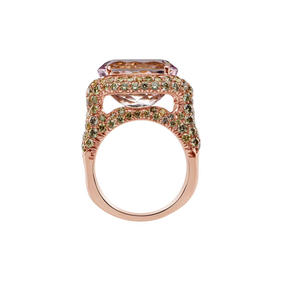 Prsten s kunzitem a diamanty Purple Gentility