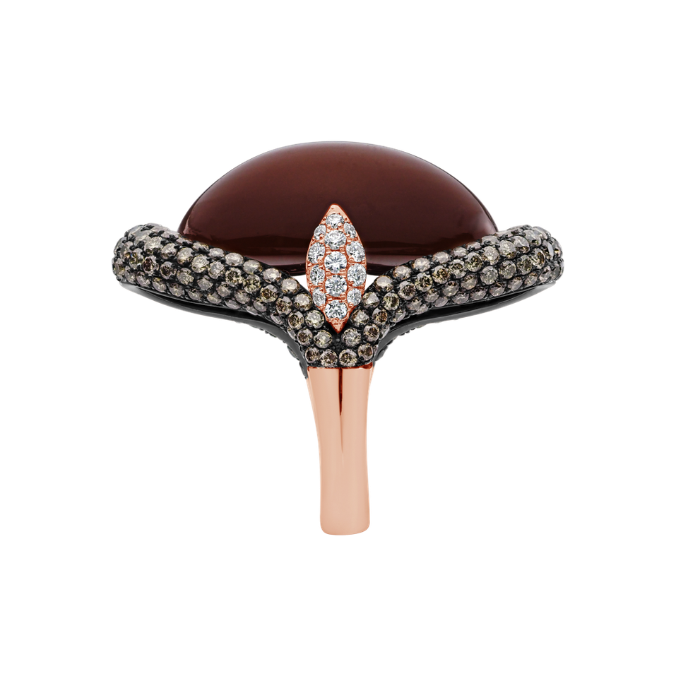 Prsten s bílými a hnědými diamanty a měsíčním kamenem Gentility Miracle