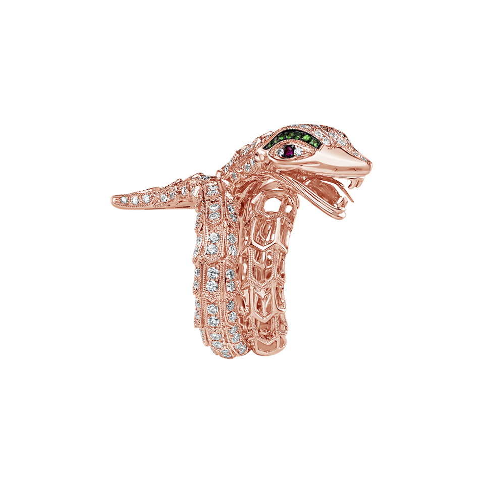 Prsten s diamanty, rubíny a granáty Star Viper