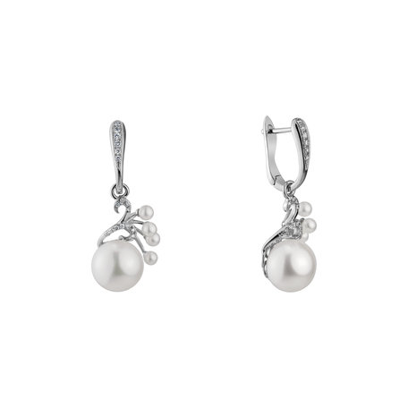Náušnice s perlami a diamanty Pearl Poem