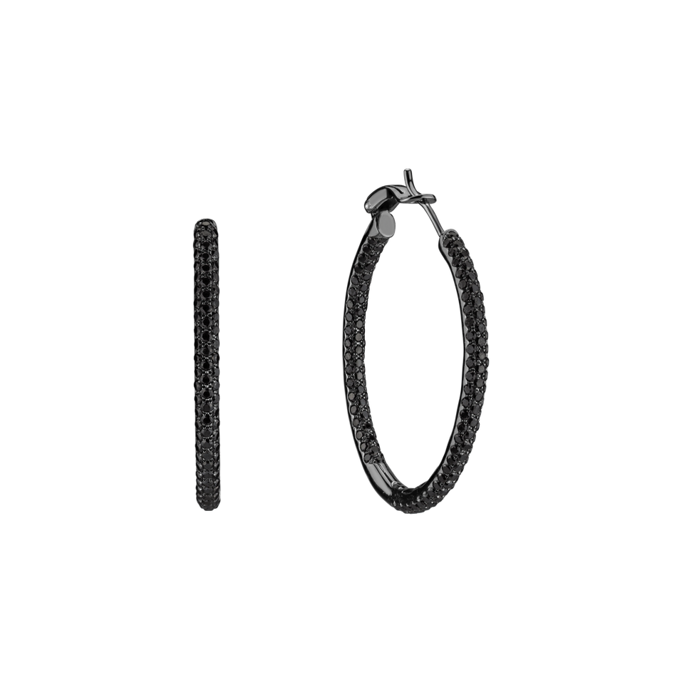 Náušnice s černými diamanty Moonlight Rain