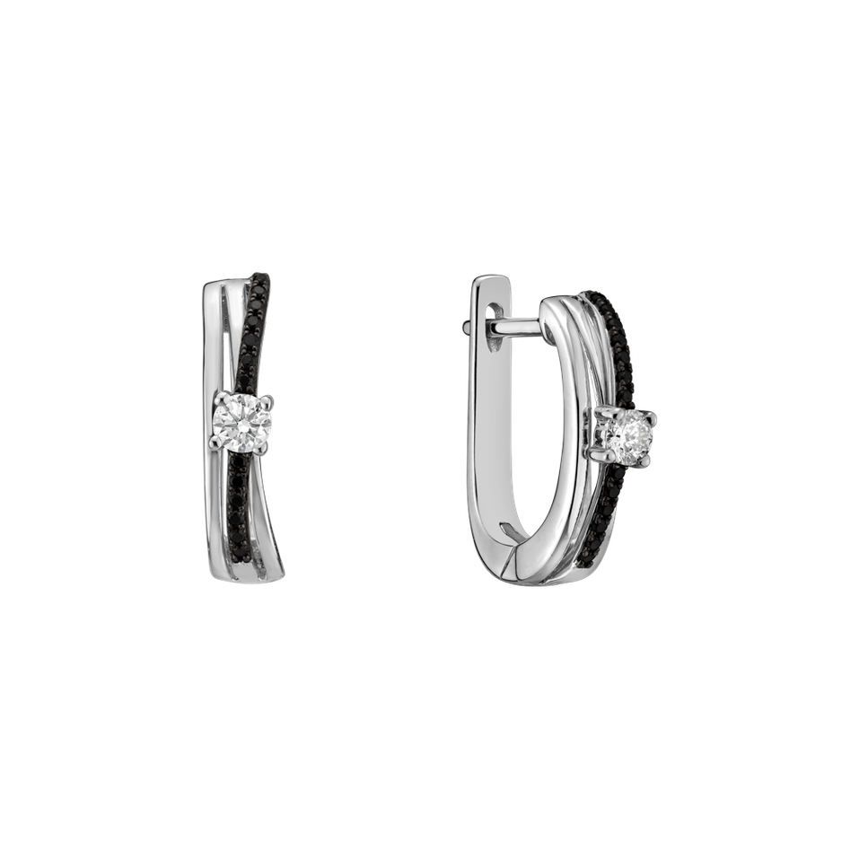 Náušnice s černými a bílými diamanty Lady Cosmos