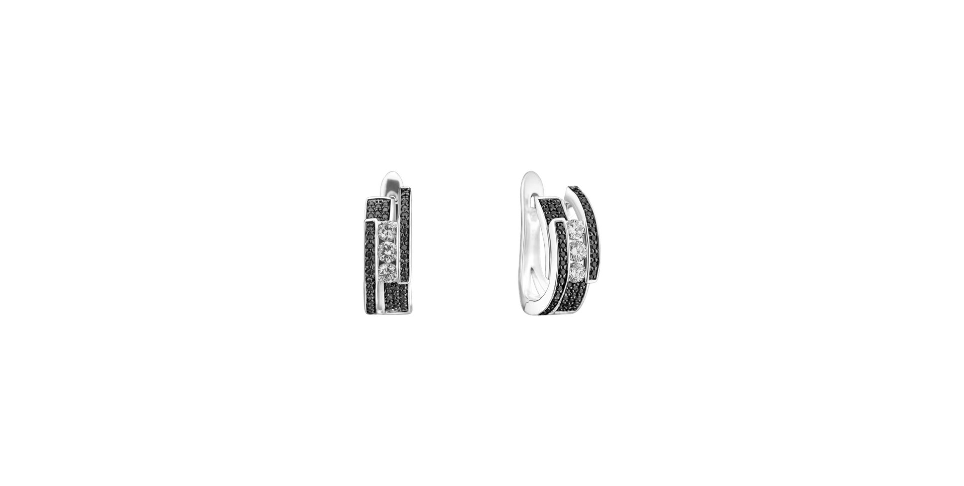 Náušnice s bílými a černými diamanty Galaxy Secret