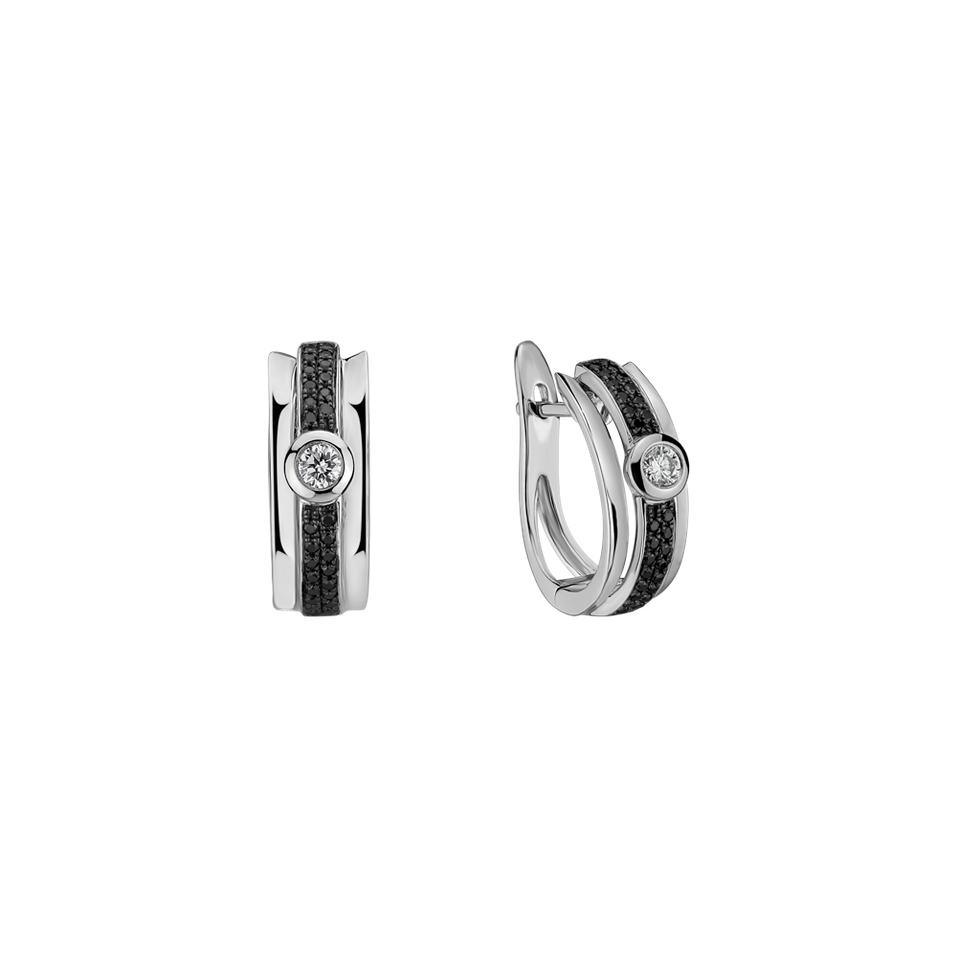 Náušnice s černými a bílými diamanty Fairytale Sparkle