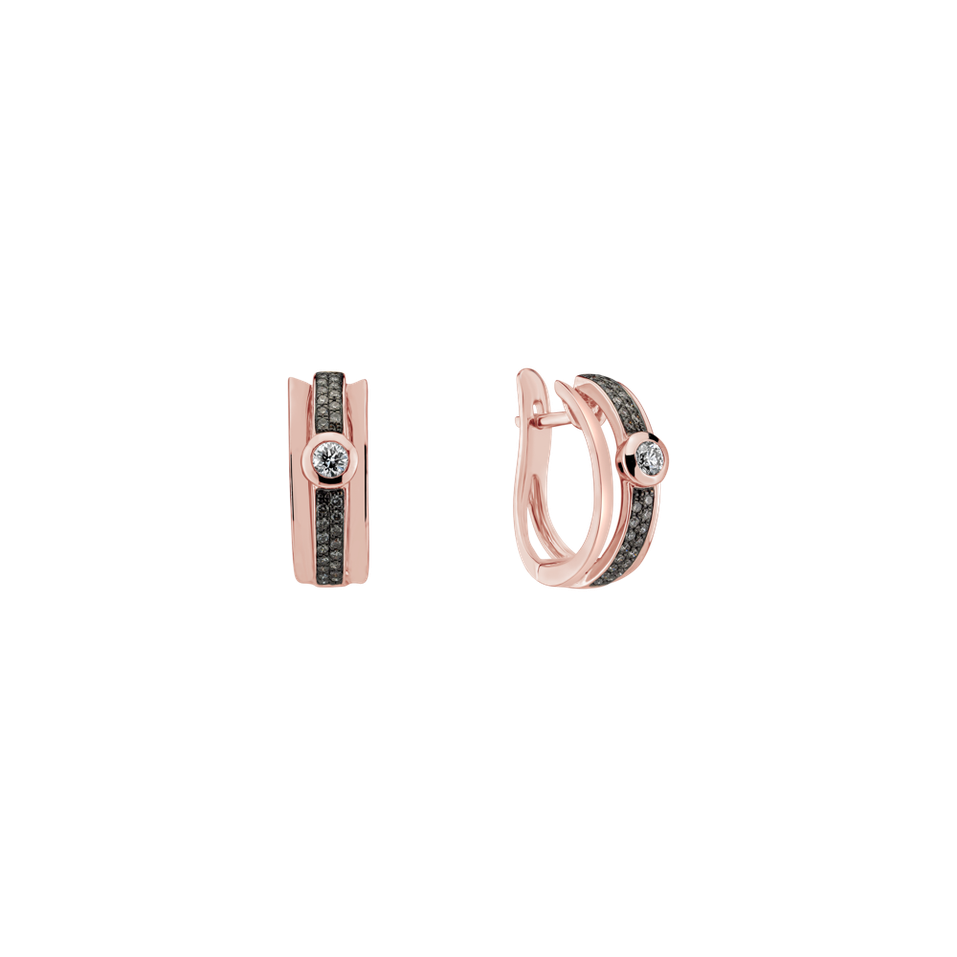 Náušnice s bílými a hnědými diamanty Fairytale Sparkle