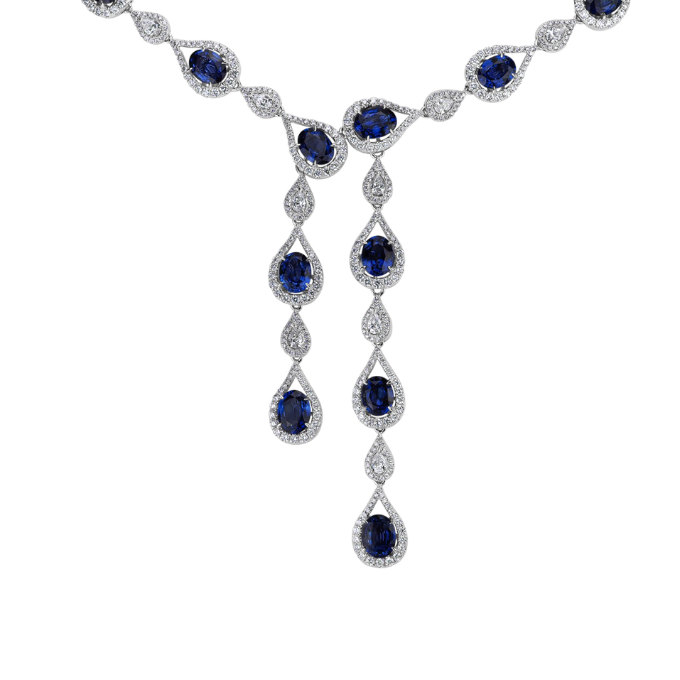 Náhrdelník s diamanty a safíry Sapphire Ribbon
