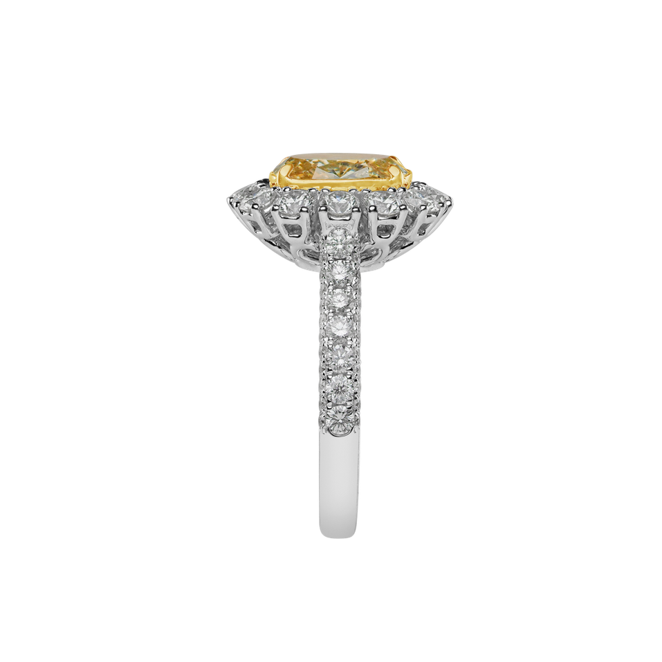 Prsten s žlutým diamantem a bílými diamanty Bright Sunrise