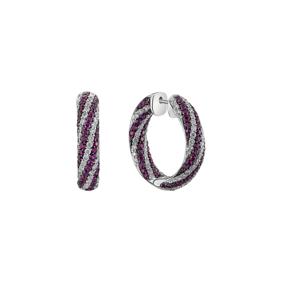 Náušnice s diamanty a rubíny Element of Air